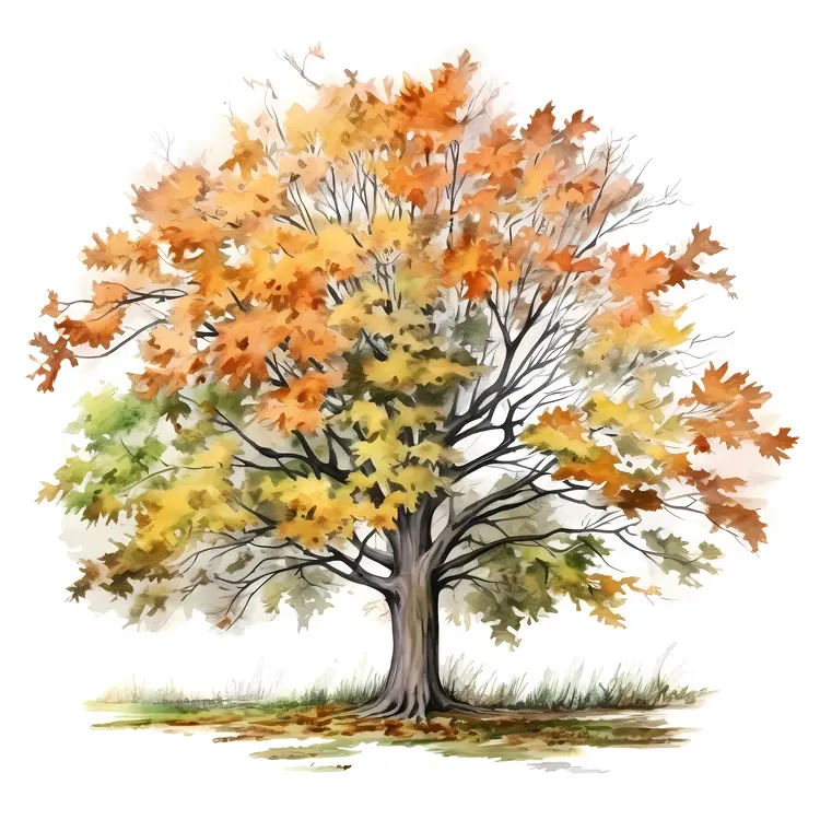 Autumn Tree with Colorful Foliage