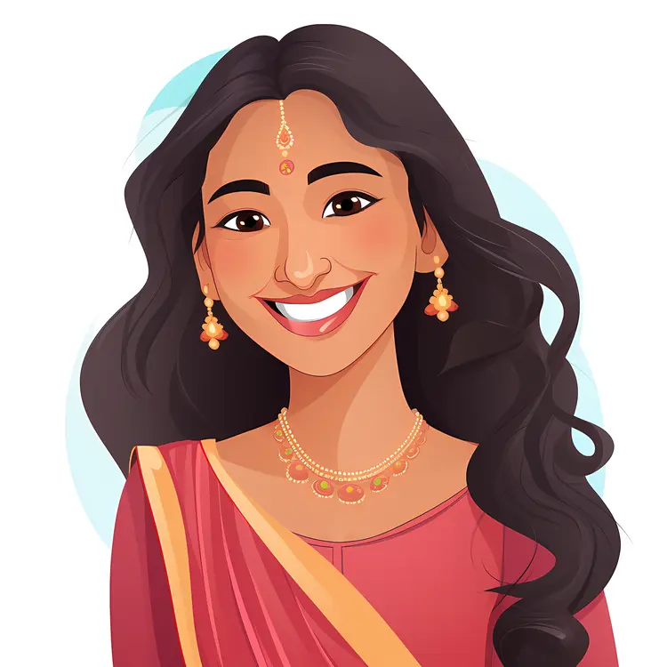 Smiling Woman in Traditional Attire with Jewelry