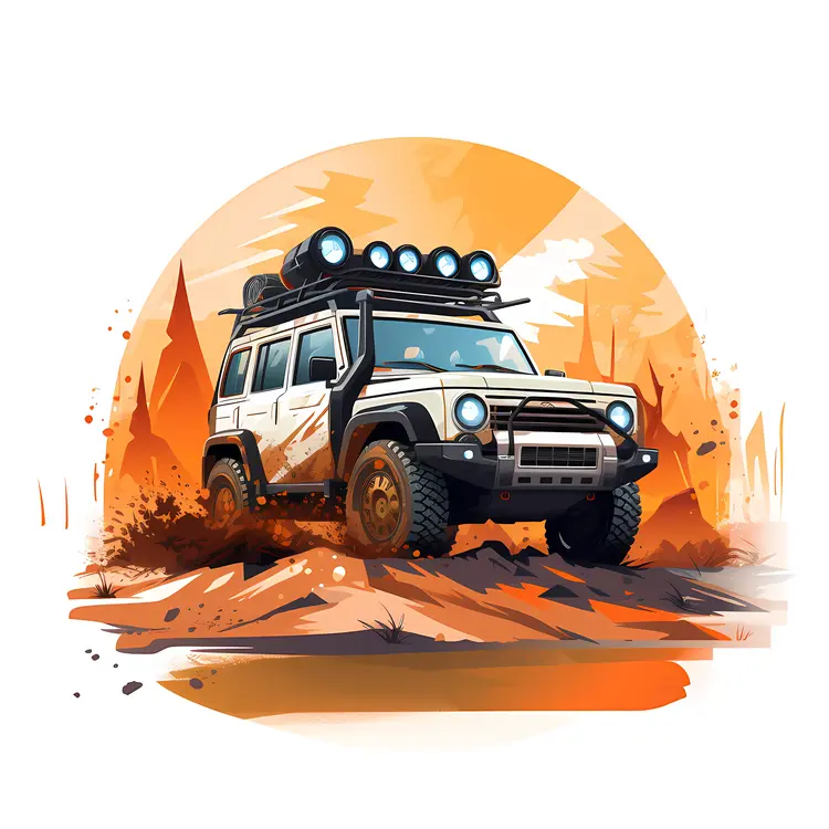 Off-road Vehicle with Roof Lights