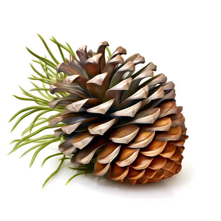 Pine Cone with Brown and Green Scales