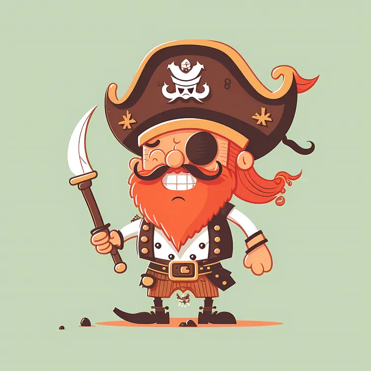 Cute Cartoon Pirate with Sword