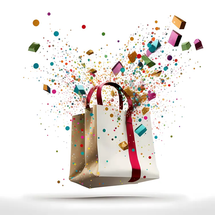 Shopping Bag with Confetti Explosion