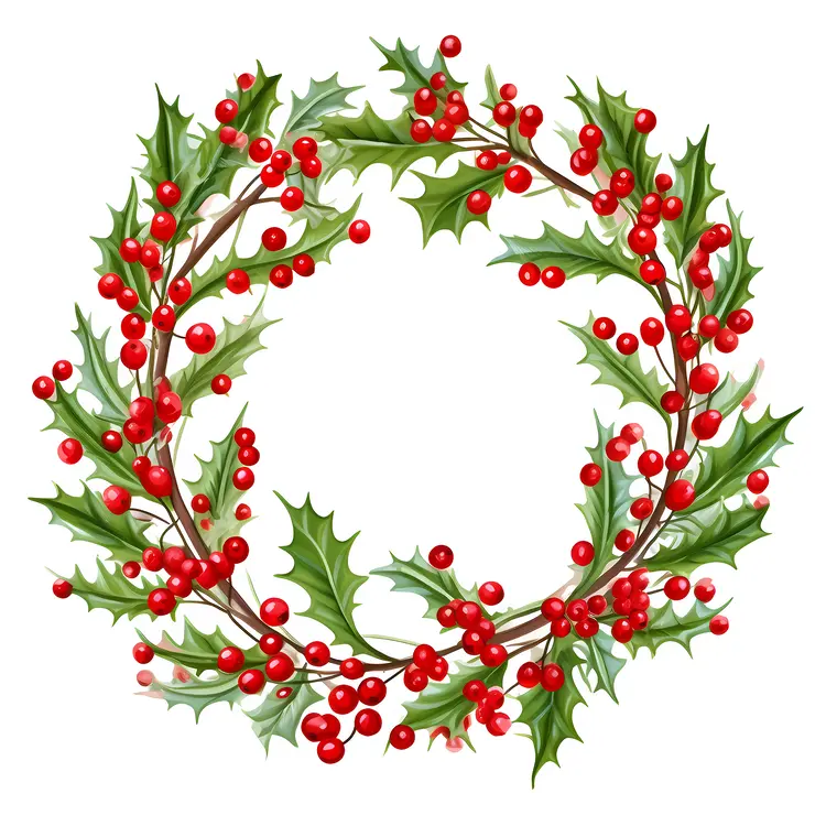 Classic Christmas Wreath with Red Berries