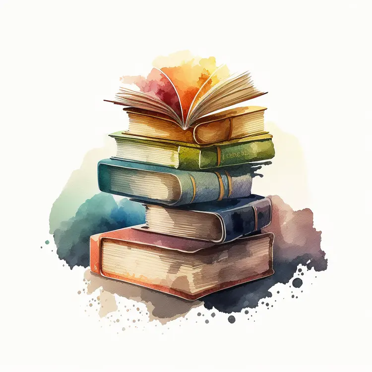 Watercolor Stack of Books Illustration