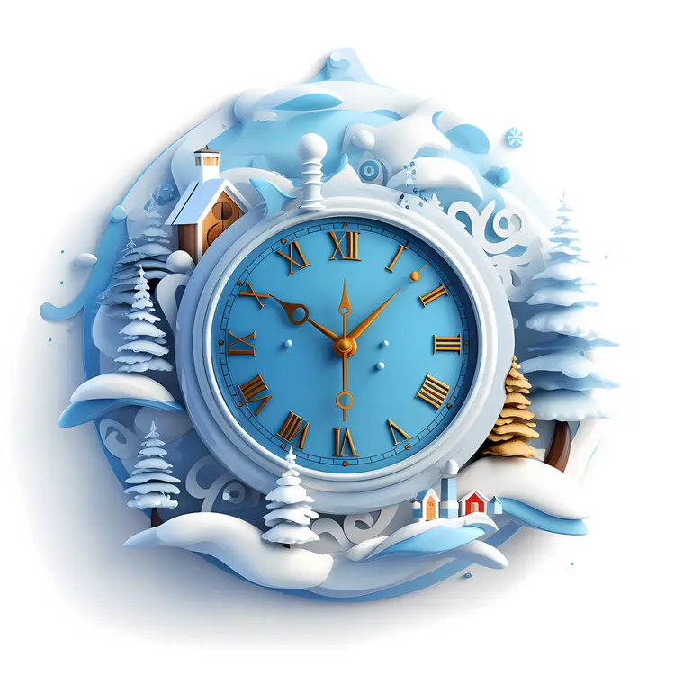 Snowy Landscape Clock with Winter Scene