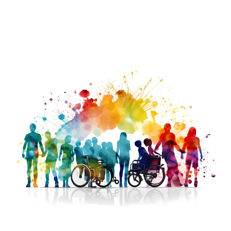 Large Diverse Group of People with Wheelchairs