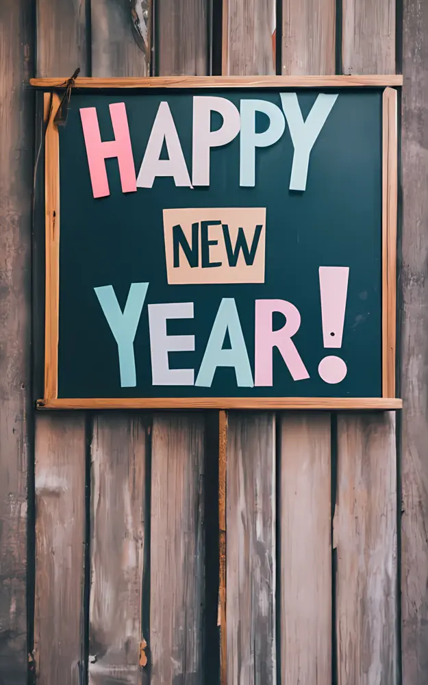 Happy New Year Chalkboard Sign
