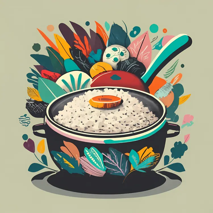 Decorative Pot of Rice with Vegetables