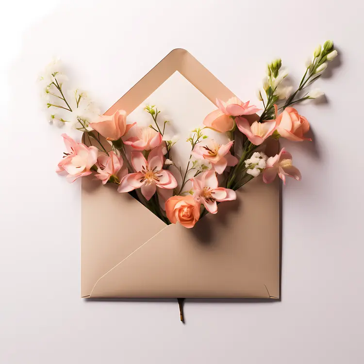 Pink Floral Envelope with Spring Flowers