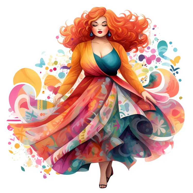 Vibrant Woman in Colorful Dress
