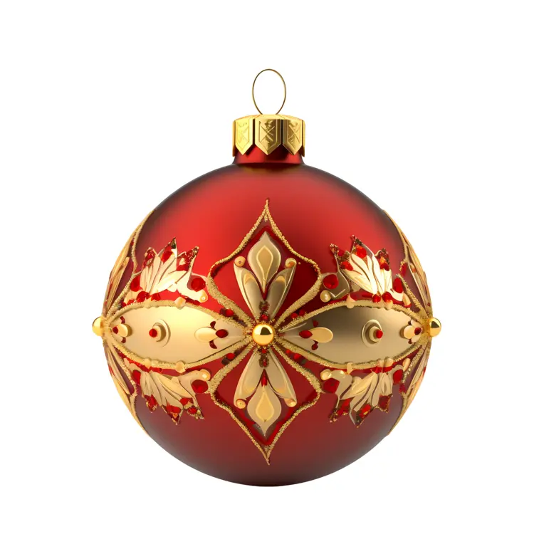 Red Christmas Ornament with Gold Pattern