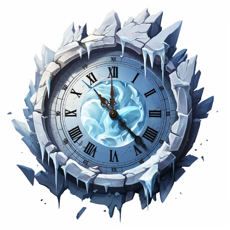 Frozen Icy Clock with Roman Numerals