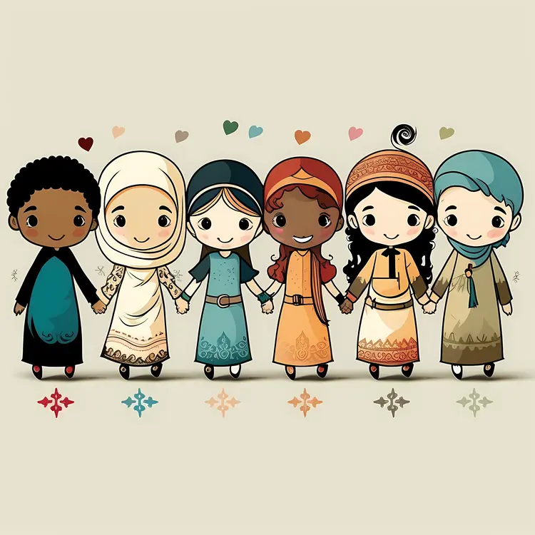 Diverse Children Holding Hands Illustration