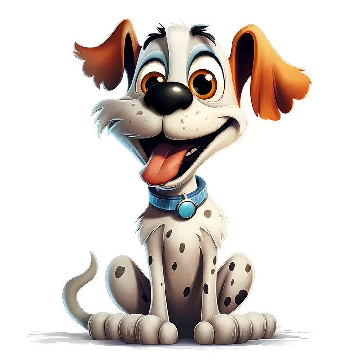 Cute Cartoon Dog with a Blue Collar
