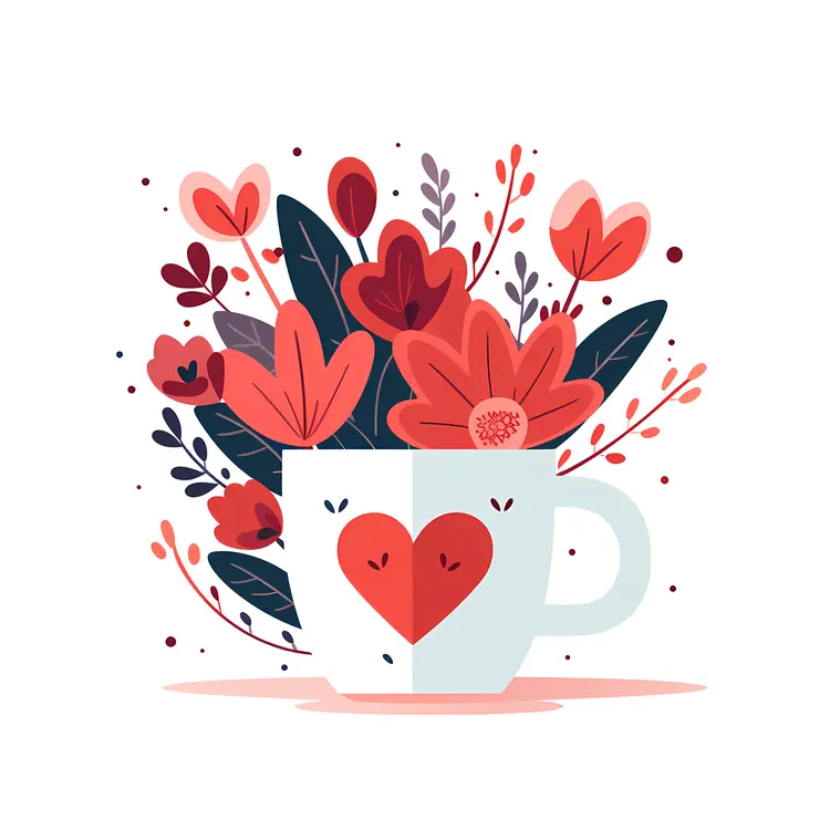 Heart Mug with Vibrant Flowers