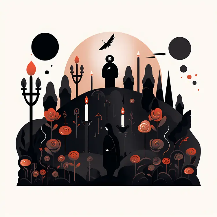 Person in a Candlelit Garden with Flowers