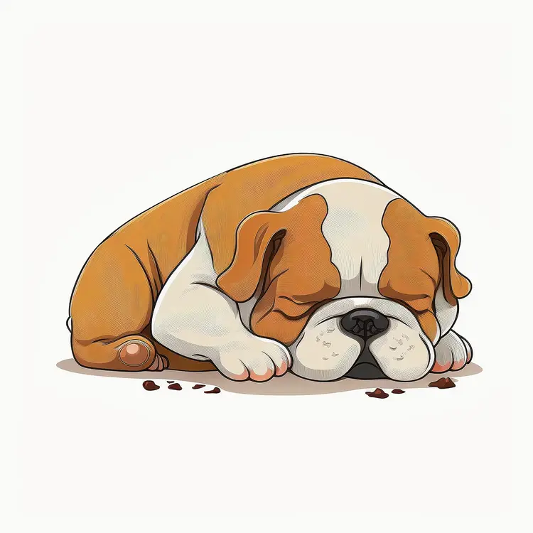 Cute Sleeping Bulldog Illustration