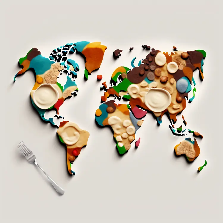 Creative World Map Made of Food Elements