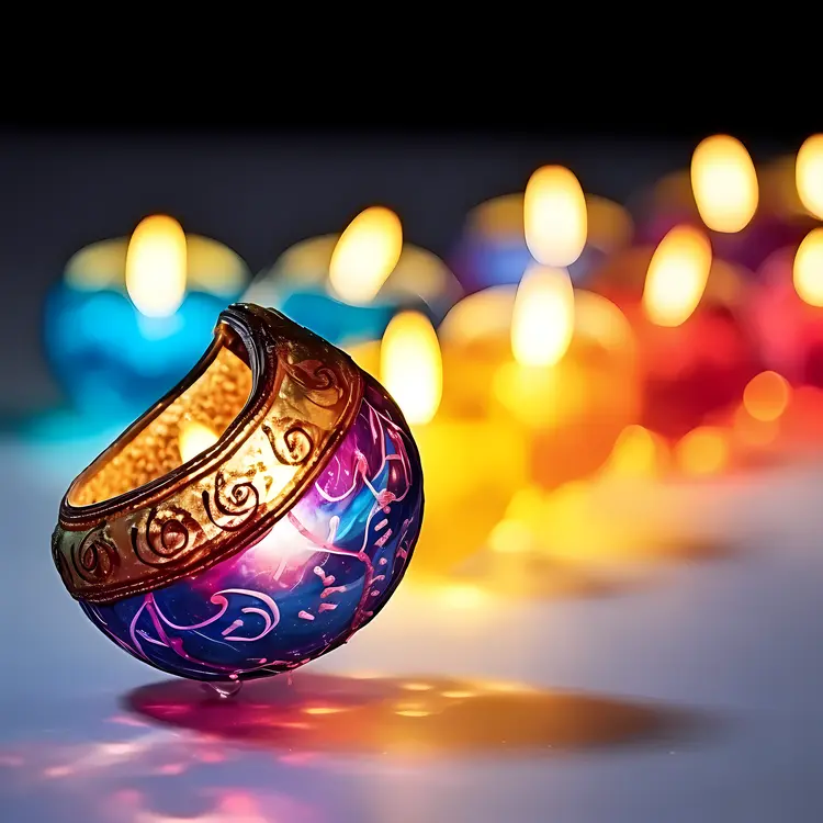 Colorful Diya Lamps for Diwali Celebration