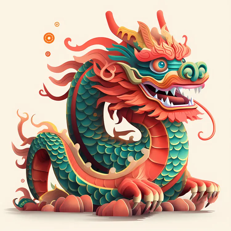 Colorful Dragon with Scales