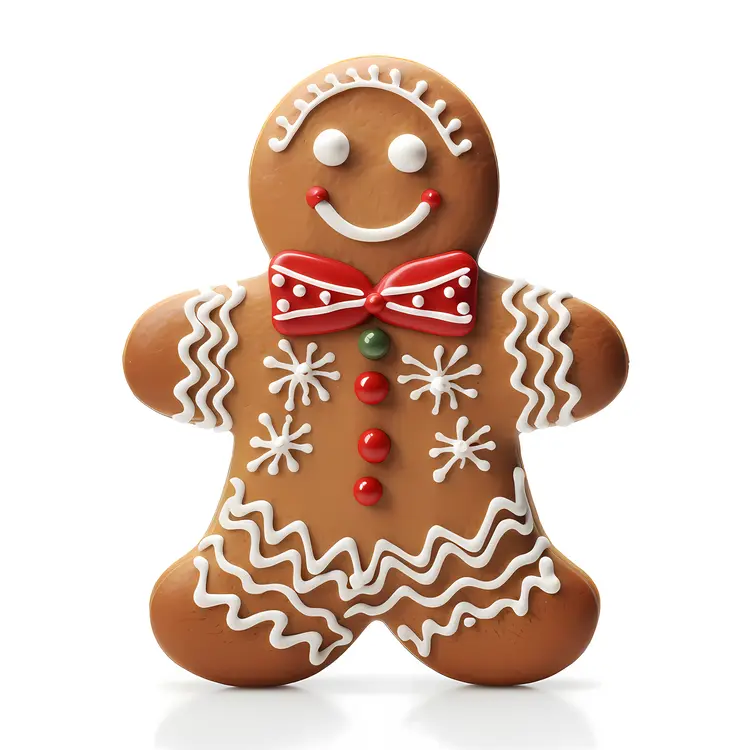 Gingerbread Man Cookie with Red Bow Tie