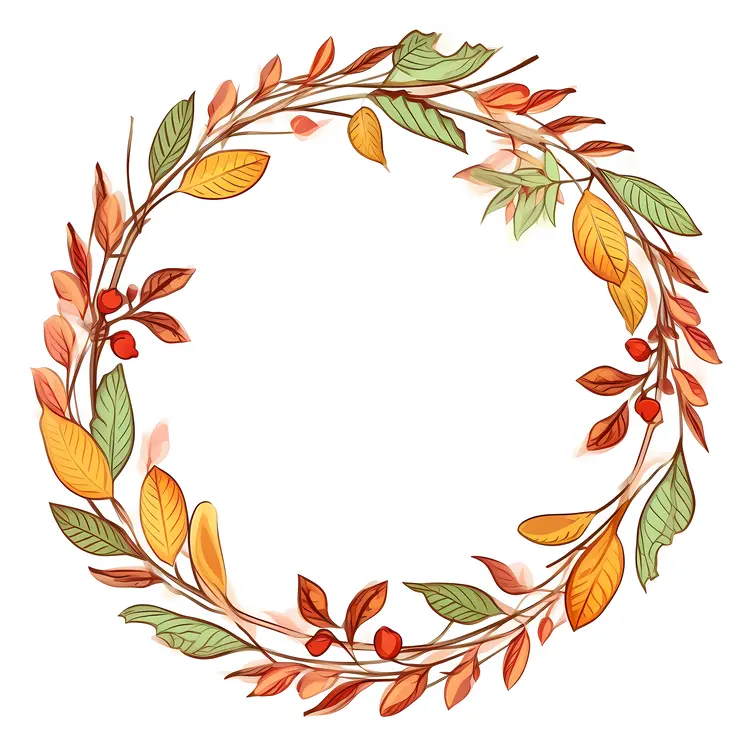 Autumn Leaves and Branches Wreath