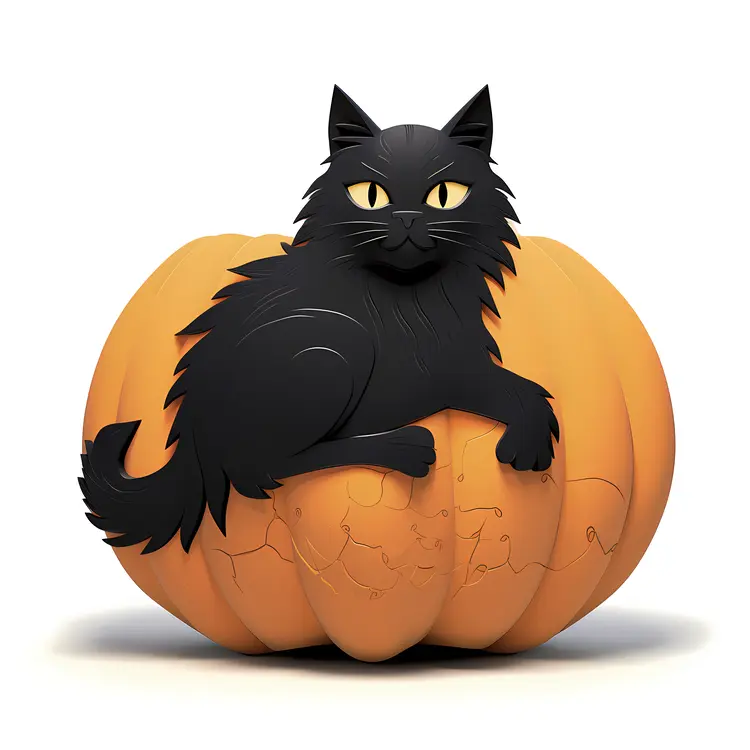 Black Cat on Pumpkin for Halloween