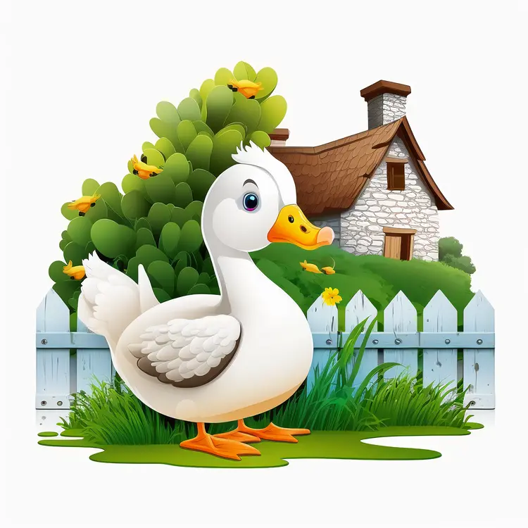 Cute Duck in Farm Setting