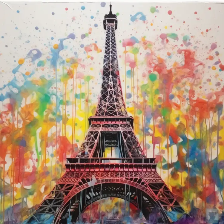 Colorful Artistic Eiffel Tower Illustration