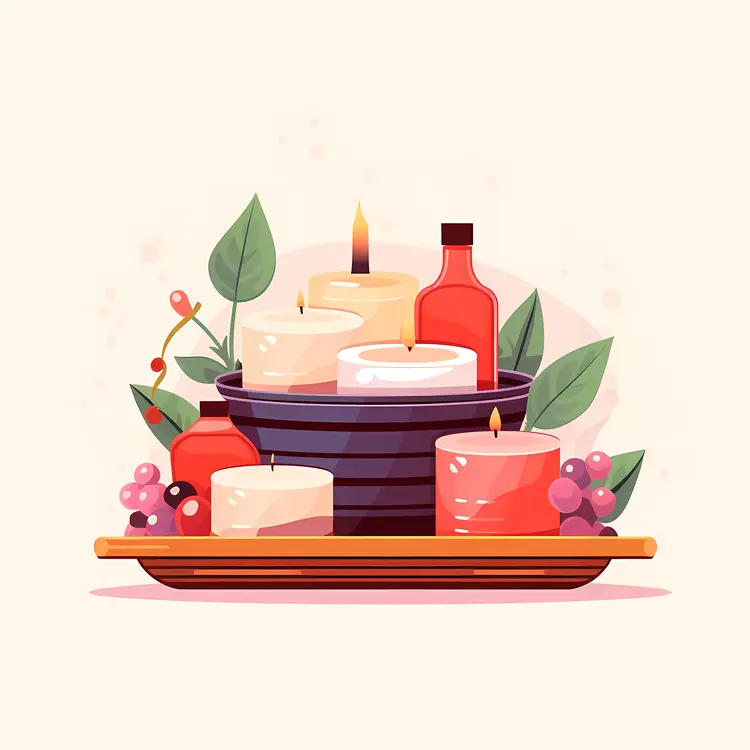 Candles and Bottles on a Tray