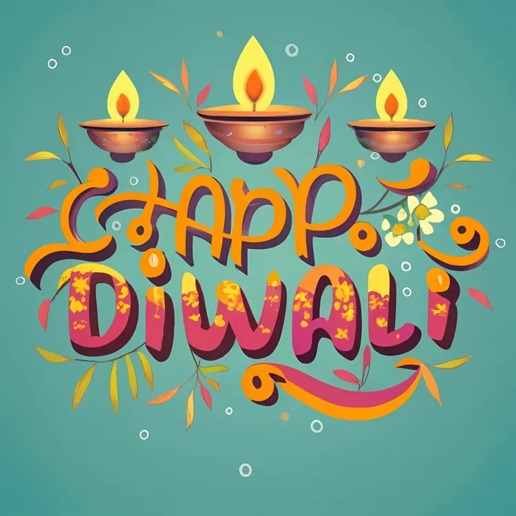 Happy Diwali with Colorful Diyas and Floral Designs