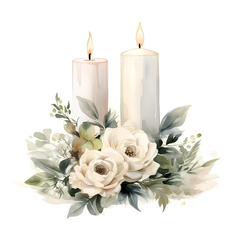 Elegant Candles and White Flowers Arrangement