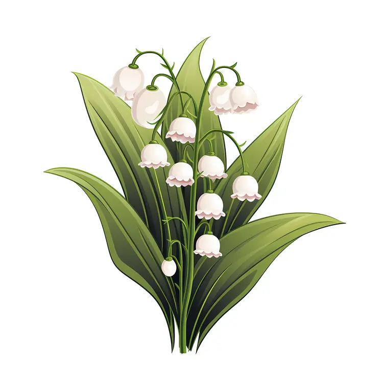 Beautiful Lily of the Valley with Green Leaves