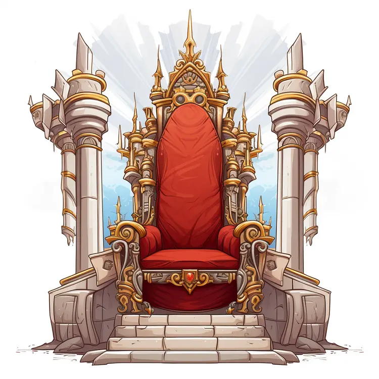 Grand Throne with Red Velvet and Golden Accents
