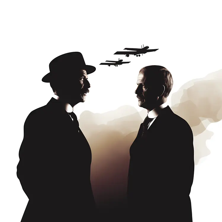 Two Men Silhouette with Aircraft