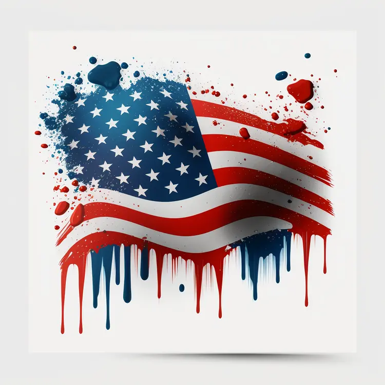 American Flag with Paint Splatter Effect