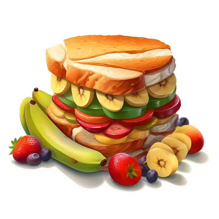 Colorful Fruit Sandwich with Fresh Ingredients