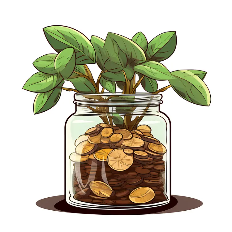 Money Plant in a Jar of Coins