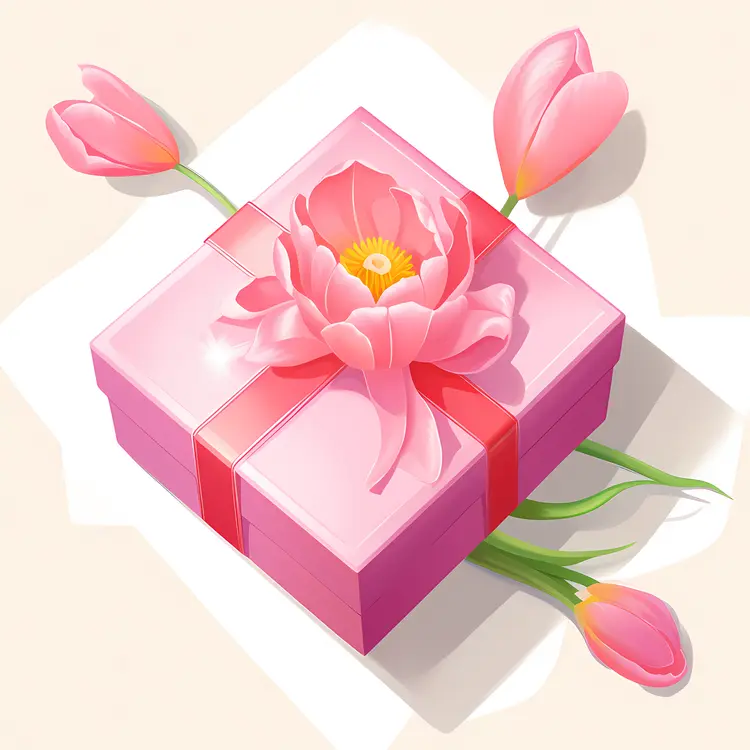 Pink Gift Box with Tulip
