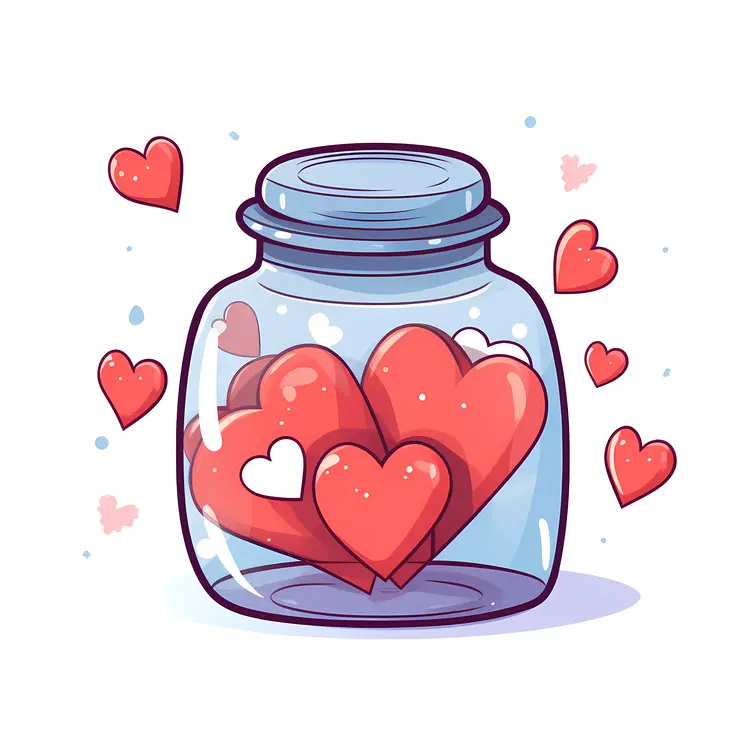 Cute Hearts in a Glass Jar