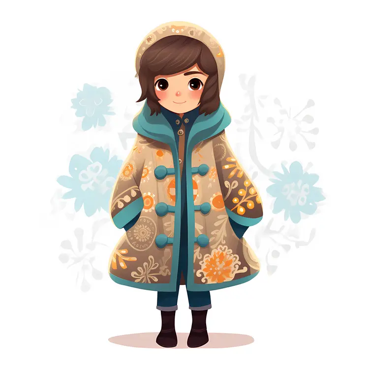 Cute Child in Brown Winter Coat