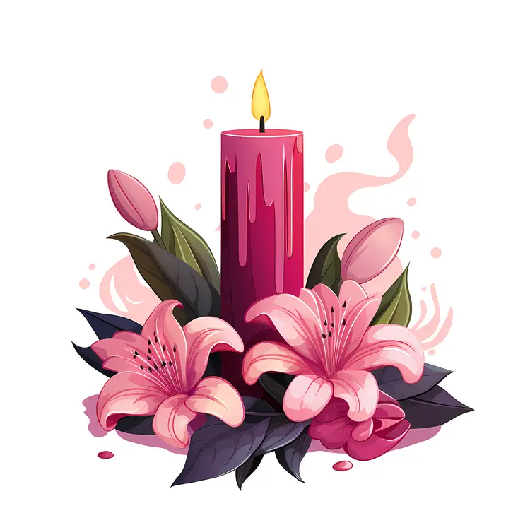 Candles with Pink Flowers
