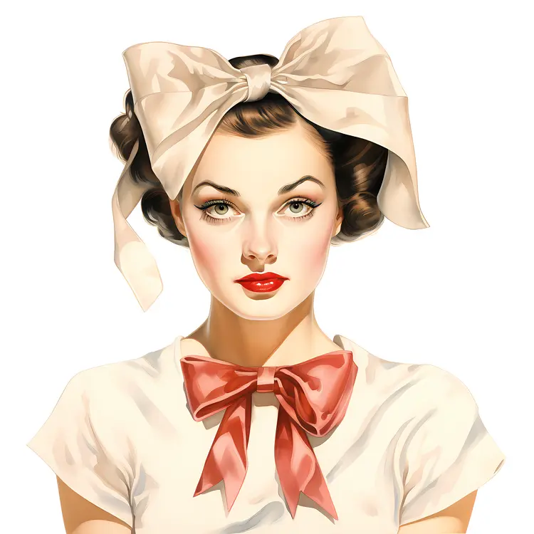 Vintage Woman with Large Bow
