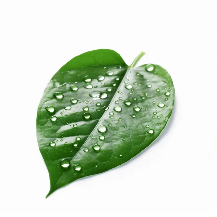 Fresh Green Leaf with Water Droplets