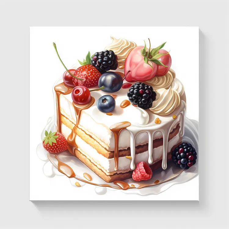 Berry Cake with Whipped Cream and Fresh Berries