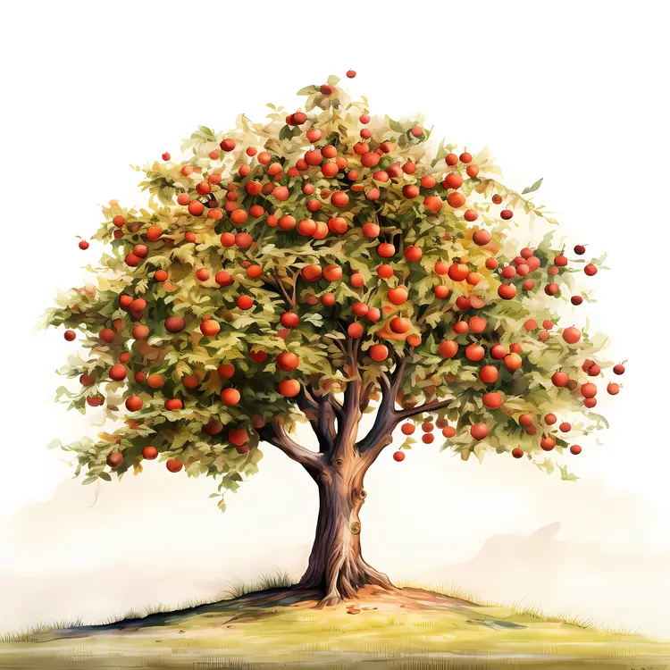 Lush Apple Tree with Ripe Fruits