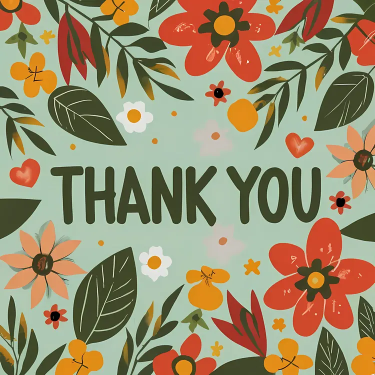 Thank You Text with Floral Border