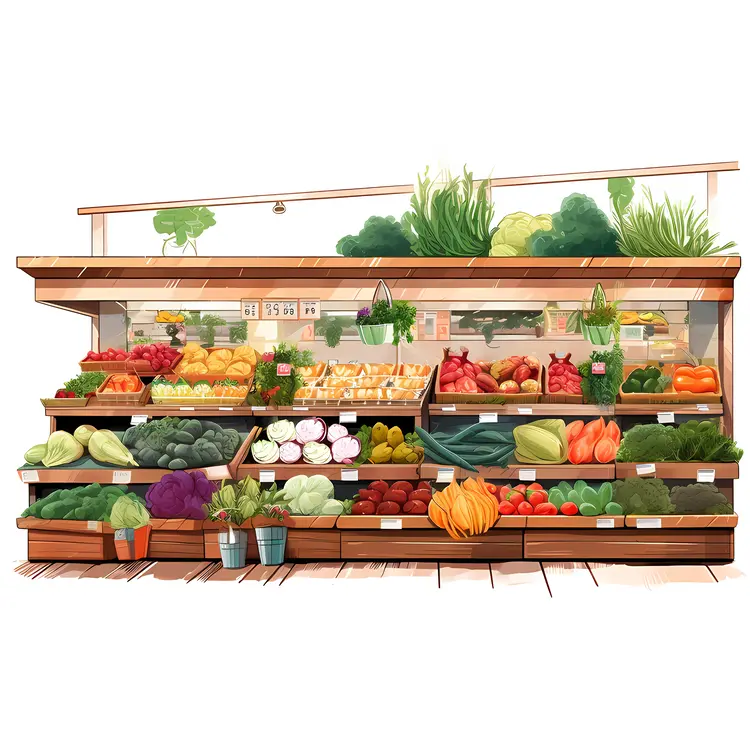 Vibrant Vegetable Display at Grocery Store