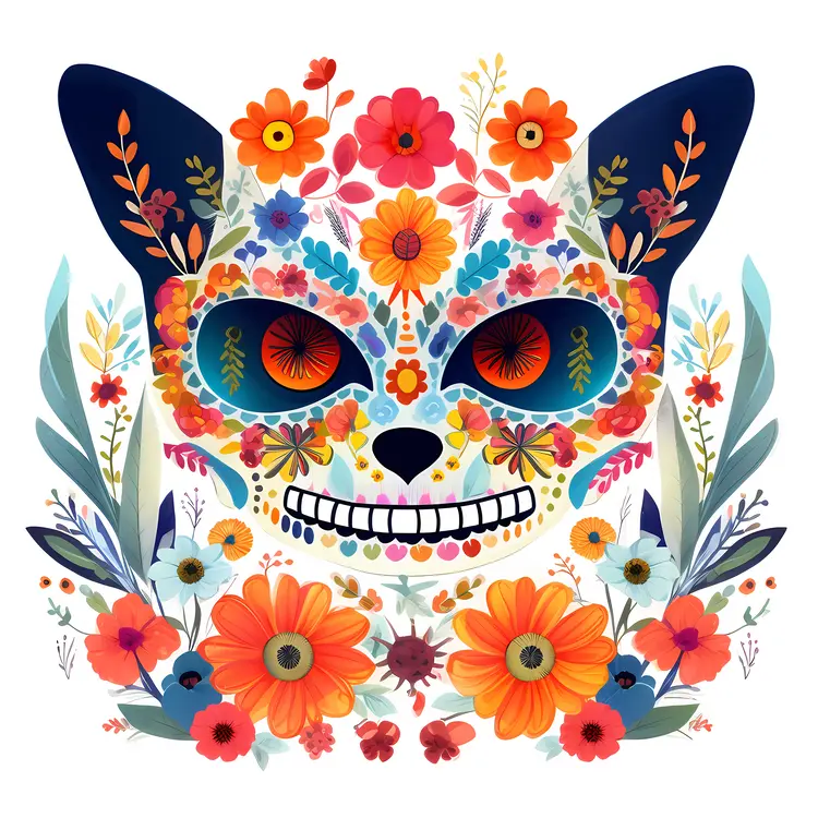 Colorful Floral Sugar Skull for Day of the Dead Celebration