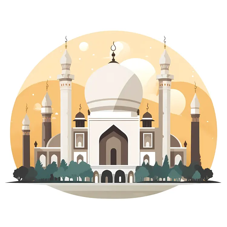 Mosque with Domes and Minarets